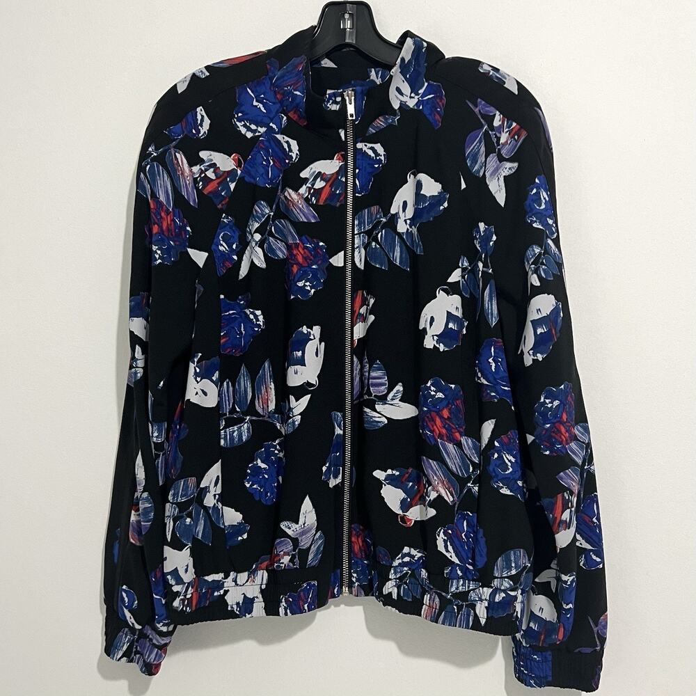 Belle+Sky Women’s Size L Bomber Floral Colorful Jacket Pockets